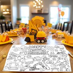 a construction themed birthday party table setting