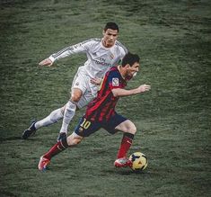 two men are playing soccer on the field