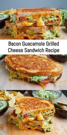 bacon guacamole grilled cheese sandwich recipe with avocado and tomato