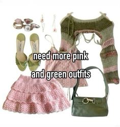 。·ﾟ· my whisper ·ﾟ·。 #fairycoreoutfits #fairy #fairycore #outfits #pink #green #whisper #aesthetic Fairy Core Green Aesthetic, Pink And Green Combo Outfit, Fairy Core Outfits Pink And Green, Green Girly Outfits, Light Pink And Green Outfit, Pink And Green Fairycore Outfits, Pink Fairycore Outfits, Pink And Green Outfit Aesthetic, Pink And Green Aesthetic Outfits