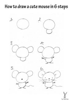 how to draw a cute mouse in 6 steps step by step drawing instructions for kids