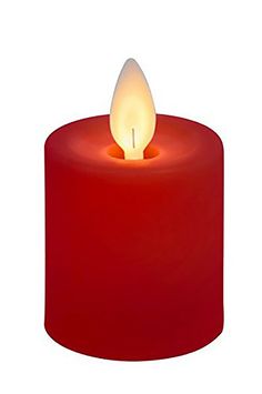 a red candle with a white flame