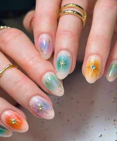 August Nails, Acrylic Nail Kit, Colorful Nails, Nail Swag, Diy Nail Art, Rainbow Nails, Nails 2024