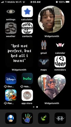 an iphone screen with various stickers on it and the caption that says, i love you