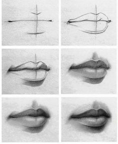 the steps to draw lips with pencils