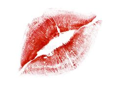 red lipstick imprint on white background with clippings stock photo - image 349874