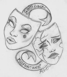 two masks with the words good luck and nightmares written on each one's face