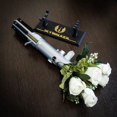 Gothic Star Wars Wedding, Star Wars Wedding Bouquet, Lightsaber Bouquet, Starwars Decor, Lightsaber Holder, Star Wars Wedding Decorations, Star Wars Wedding Ideas