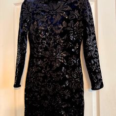 Brand New Never Worn Knee Length Velvet Dress, Embroidered With Sequence, Zipper Down Full Length Of Back In Gold Dresses Knee Length, Venus Dresses, Knee Length Dresses, Embroidered Dress, Velvet Dress, Knee Length, Colorful Dresses, Full Length, Size 2