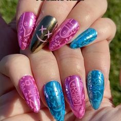 Jinx Nails Arcane, Gengar Nails, Makeup Clothes, Nails Inspo, Dope Nails, Makeup Nails, Nail Ideas