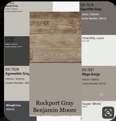 the color scheme for wood flooring is brown and gray, with white trims