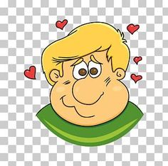 a cartoon boy with hearts flying around his head, on a transparent background png clipart