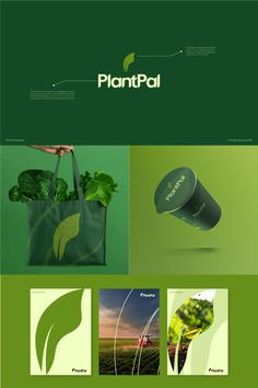 a green and white brochure with the words plant pal on it's side