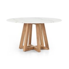 Fanned Base Round Dining Table (42"- 55") | West Elm Round Marble Dining Table, Magnolia Table, Honey Oak, Wood And Marble, Marble Dining, Dining Table Marble, Countertop Materials, High Fashion Home, Four Hands