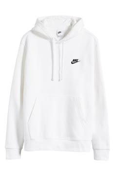 Cotton-rich fleece keeps you comfy in a street-ready hoodie with the classic Swoosh logo on the chest. 27" length (size Medium) Drawstring hood Kangaroo pocket 80% cotton, 20% polyester Machine wash, tumble dry Imported Nike Hoodies, Nike Clothes, White Nike Sweatshirt, Sweatshirts Nike, White Nike Hoodie, Nike Clothes Mens, Cute Nike Outfits, Nike Sweatshirts, Nike Sweater