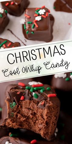 a close up of some chocolate candy on a plate with the words christmas cake mix candy