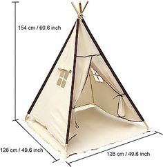 a teepee tent with measurements for it