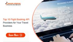 a person typing on a laptop with the words top 10 flight booking api provides for your travel business