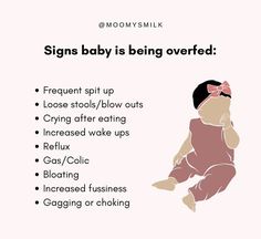 a baby sitting on its back with the words signs baby is being overfeded