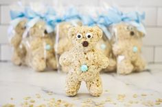 there is a teddy bear made out of rice krispy treats