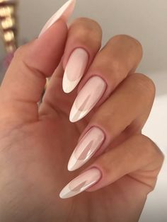 Free Returns ✓ Free Shipping✓. 24pcs Pink & White Gradient Water Drop Almond Shape False Nails For Daily Party With Glossy Silver Edge & Jelly Gel Included Press On Nails Nail Supplies- Press On False Nails at SHEIN. White Chrome Nails Almond French, Long Almond Chrome French Tip Nails, Birthday Classy Nails, Baby Pink Chrome Nails Almond, Prom Nails Long, Bridal Nail Ideas Brides, Nails Acrylic Birthday Set, Pink French Tip Chrome Nails, Almond Nails One Color