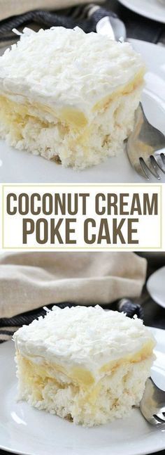 Coconut Cream Poke Cake Coconut Cream Poke Cake, Dream Cake Recipe, Cream Poke Cake, Coconut Poke Cakes, Coconut Cream Cake, Poke Cake Recipe, Weight Watcher Desserts, Coconut Desserts, Dump Cakes