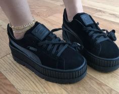 Black Ankle-high Platform Sneakers, Black Platform Lace-up Shoes For Streetwear, Black High-top Platform Sneakers With Thick Bottom, Puma Black Shoes Women, Converse Platform Outfit, Platform Dr Martens, Womens Puma Shoes Black, Platform Outfit, Converse Platform