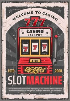 an old slot machine sign with the words welcome to casino jackpot on it stock photo