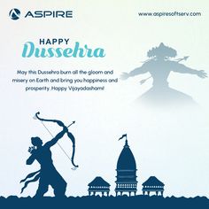 happy dusseha greeting card with an image of a man holding a bow and arrow