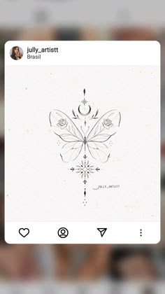 an instagram page with a drawing of a butterfly on it's back side