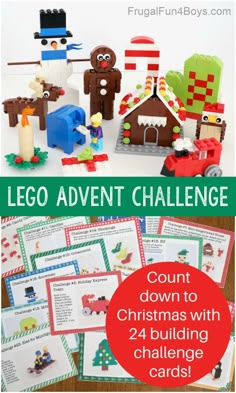 lego christmas challenge with instructions to build and printables for children's activities