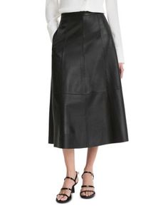 Vince Leather Midi Skirt Midi Flare Skirt, Latest Skirts, Leather Midi Skirt, Satin Midi Skirt, Black Midi Skirt, Faux Leather Skirt, Green Skirt, Comfortable Dress, Women Skirts Midi