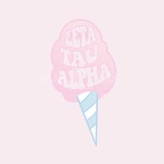 a pink ice cream cone with the words'geta taq alpha'on it