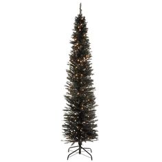 a tall artificial christmas tree with lights on it's top and bottom branches in the center