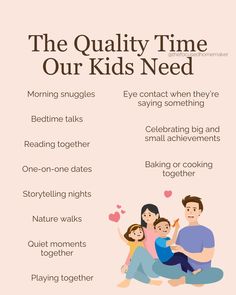 a poster with the words, the quality time our kids need