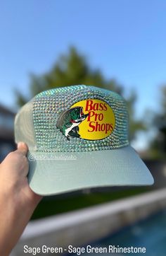 One-of-a-kind rhinestone bass pro shop cap. Amazing bridesmaid gifts! Add that extra touch to your outfit. A unique fun mesh cap will have you looking fabulous on your next concert, day at the lake, or even on a walk to the park. Whatever the occasion it is you will love this cap. Also available in youth size. Have your mini you match. While you both rock out a mommy and daughter outfit.   You're choice of cap color and rhinestone. All caps are authentic, and each rhinestone is placed one by one Bass Pro Shop Hat, Fashion Caps, Bass Pro Shop, Cap Ideas, Fashion Cap, Cap Fashion, Mesh Cap, Outfits With Hats, Cute Hats