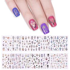 12 Sheets Nail Sticker Water Decal Set Dream Catcher Flower Nail Art T – eefury Best Gel Nail Polish, Flower Nail, Diy Decoration, Unique Nails, Nail Stamping, Us Nails, Nail Decals