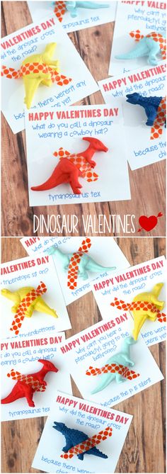 valentine's day card made with paper dinosaurs