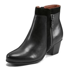 PRICES MAY VARY. Leather upper Side zipper Cushioned footbed with arch support Flexible traction outsole 2-1/4" heel height Womens Boots Ankle, Black Ankle Boots, Arch Support, Side Zipper, Special Features, Leather Women, Womens Boots, Heel Height, Ankle Boot