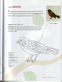 a page in a book with an image of a bird sitting on a tree branch