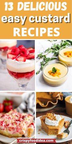 These delicious custard recipes are best for dessert and enjoy any occasion or holidays. Custard Dessert Ideas, Custard Dessert Recipes, Custard Recipe Easy, Cyprus Food, Easy Custard, Baking Secrets, Baked Custard