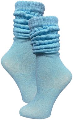 Playful Fitted Cotton Socks, Trendy Fitted Solid Color Socks, Cozy Mid-calf Spring Socks, Trendy Elastic Knee-high Socks, Trendy Blue Knee-high Socks For Winter, Casual Elastic Knee-high Socks For Spring, Trendy Blue Summer Socks, Trendy Blue Socks For Summer, Soft Comfortable Casual Socks