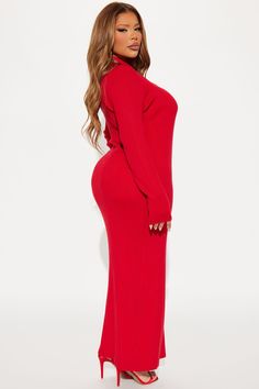 Available In Black, Wine, And White. Sweater Maxi Dress Mock neckline Long sleeves Side slit Stretch Length = 52" 68% Rayon 32% Polyester Imported | Anna Sweater Maxi Dress in Wine size 1X by Fashion Nova Sweater Maxi Dress, Mock Neckline, White Sweater, Red Fashion, Fashion Nova, Red Dress, Long Sleeves, Maxi Dress, Wine