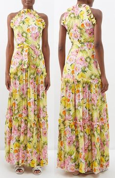 Yellow Floral Maxi Dress 2023. Yellow Floral Summer Dress 2023. Yellow Floral Wedding Guest dress 2023. Dress for Summer Wedding Guest 2023. What to wear to a Summer Wedding 2023. How to wear Pink 2023. Yellow and Pink outfit ideas 2023. Long Floral Summer dresses 2023. Pink Floral Maxi Dress 2023. Best Wedding Guest Dresses 2023. Borgo De Nor Floral Dress. Tatiana floral-print ruffled silk-crepe maxi dress, in soft yellow and pink. Yellow And Pink Outfit, Wedding Guest Dress 2023, Wedding Guest Outfits 2023, Wedding Guest Dresses 2023, Outfits With Yellow, Wedding Guest 2023, Outfit Ideas Yellow, Floral Wedding Guest Dress