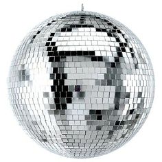 a shiny disco ball with black and white squares