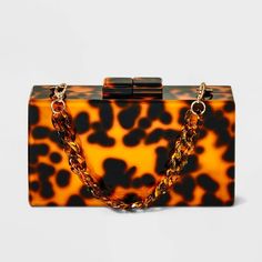 Minaudiere Clutch - A New Day™ Brown/Tortoise Print Leopard Wedding, Tortoise Print, Casual Clutch, Acrylic Bag, Brown Clutch, Acrylic Clutch, Wedding Handbag, Box Clutch, Ladies Clutch