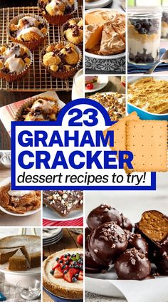 there are many different desserts in this collage with the words 23 graham cracker dessert recipes to try