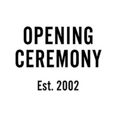 the opening ceremony logo is shown in black and white, with an arrow pointing to it