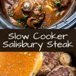 the slow cooker salisbury steak is ready to be eaten