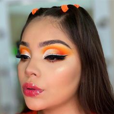 Orange Festival Makeup, Eyeshadow Looks Simple, Orange Eyeshadow Looks, Turquoise Makeup, Beginners Eye Makeup, Ethereal Makeup